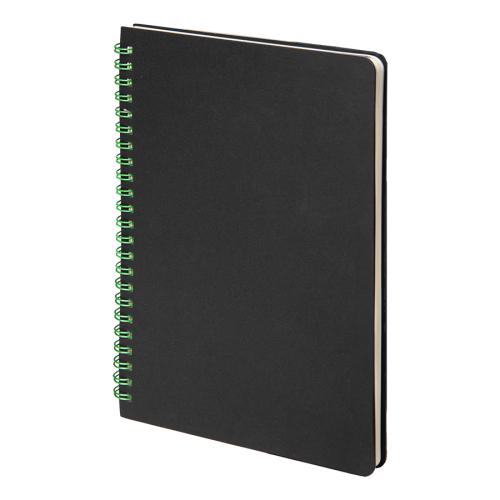 Блокнот на двойной пружине HELIX, 143 х 205 мм, черный с зелёным, блок в линейку, черный, зеленый