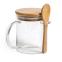 Кружка KIPAL, боросиликатное стекло, бамбук, прозрачный