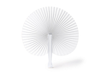 Складной круглый веер-пайпай с пластиковыми стержнями, белый Складной круглый веер-пайпай с пластиковыми стержнями, белый