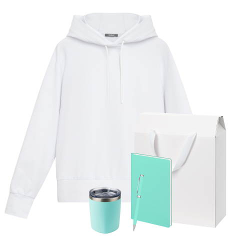 Набор с одеждой Алекс (Alex) (худи, термокружка, ежедневник, ручка), мятный/аква, S