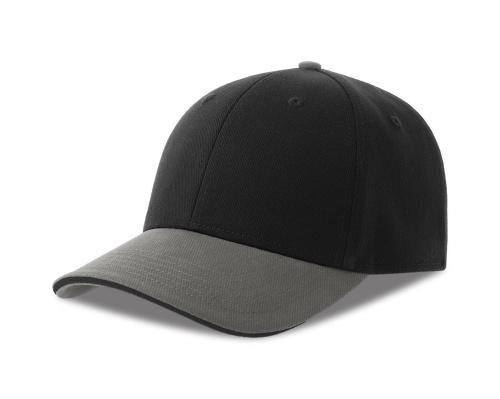 Бейсболка LIBERTY SANDWICH-S 270, 6 клиньев, металлическая застежка, черный, серый