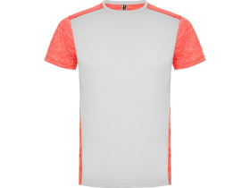 Спортивная футболка Zolder мужская, белый/меланжевый неоновый коралловый