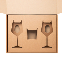 Доп. ложемент под свечу (арт. 73077) + 2 бокала для вина в большую универсальную коробку, крафт (арт. 21005.020)