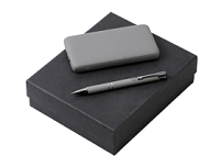 Подарочный набор c ручкой и повербанком 10000 mAh, серый