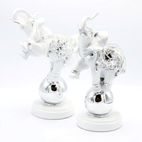 Набор статуэток &amp;quot;Слоны на шарах&amp;quot;, Белый/серый