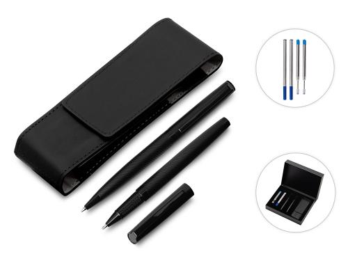 Подарочный набор ручек Dumas: ручка шариковая и роллер, 4 стержня (2 шариковых, 2 роллера), футляр