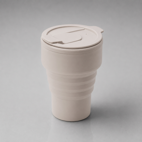 Силиконовый складной стакан GoCup, бежевый