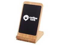 Беспроводное зарядное устройство 2-в-1 с подсветкой лого Reedia S4, 15 Вт, бамбук, черный