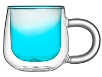 Кружка с двойными стенками с широкой ручкой и градиентным покрытием Fog, бирюзовый
