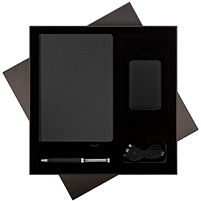 Подарочный набор Star, черный (ежедневник, ручка, аккумулятор)