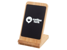 Беспроводное зарядное устройство 2-в-1 с подсветкой лого Reedia S4, 15 Вт, бамбук, черный