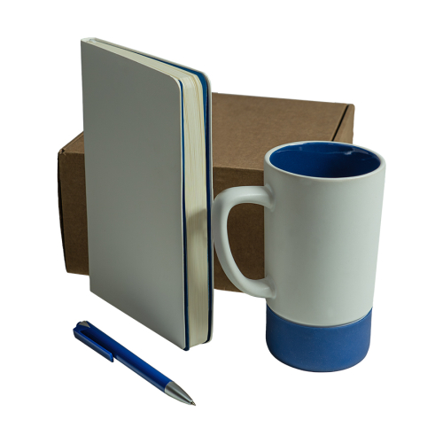 Набор подарочный ARTKITS: ежедневник, ручка, кружка с цветным дном, стружка, коробка, синий, синий