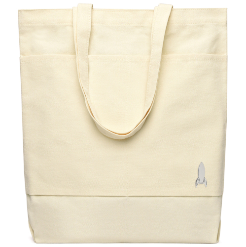 Сумка для покупок JETTA 325 г/м² с шильдом - ракета, натуральный/шильд ракета (серебро)