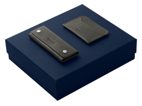 Подарочный набор Long River: картхолдер, ключница, синяя коробка