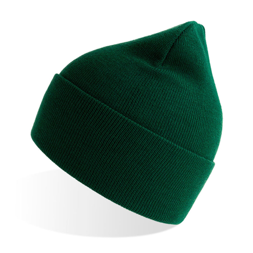 Шапка вязаная PURE  с отворотом из пряжи Polylana, темно-зелёный