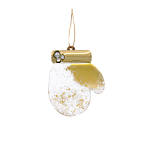 Ёлочная игрушка Варежка (белый с золотым )