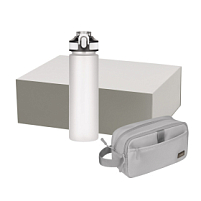 Подарочный набор Boston, Flip, серый (дорожная косметичка, бутылка)