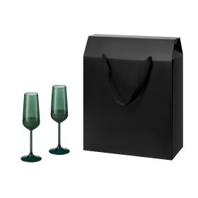 Подарочный набор 2 бокала для шампанского Emerald в большом подарочном пакете