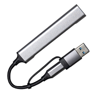 USB-хаб BRANCH 4 в 1, серый, алюминий, серый