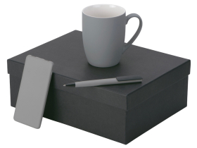 Подарочный набор c кружкой, пластиковой ручкой и повербанком С1, 5000 mAh, серый