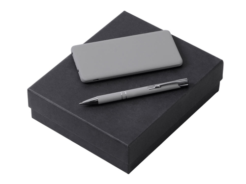 Подарочный набор c ручкой и повербанком 5000 mAh, серый