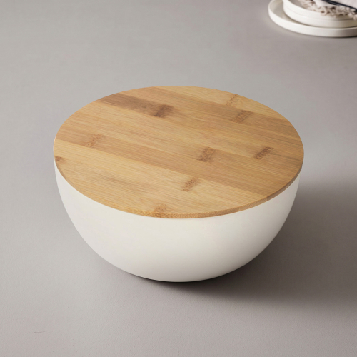Салатник Bowl с бамбуковой крышкой, бежевый