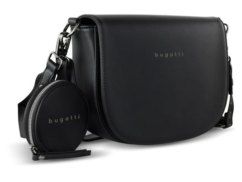 Сумка наплечная женская BUGATTI АЛМАТА | ALMATA, с кошельком, чёрная, полиуретан, 27х6х18,5 см