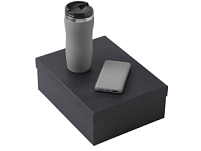 Подарочный набор c вакуумной термокружкой и повербанком С2, серый Подарочный набор c вакуумной термокружкой и повербанком С2, серый