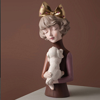 Статуэтка &amp;quot;Девушка со щенком&amp;quot;, Шоколадный/бежевый
